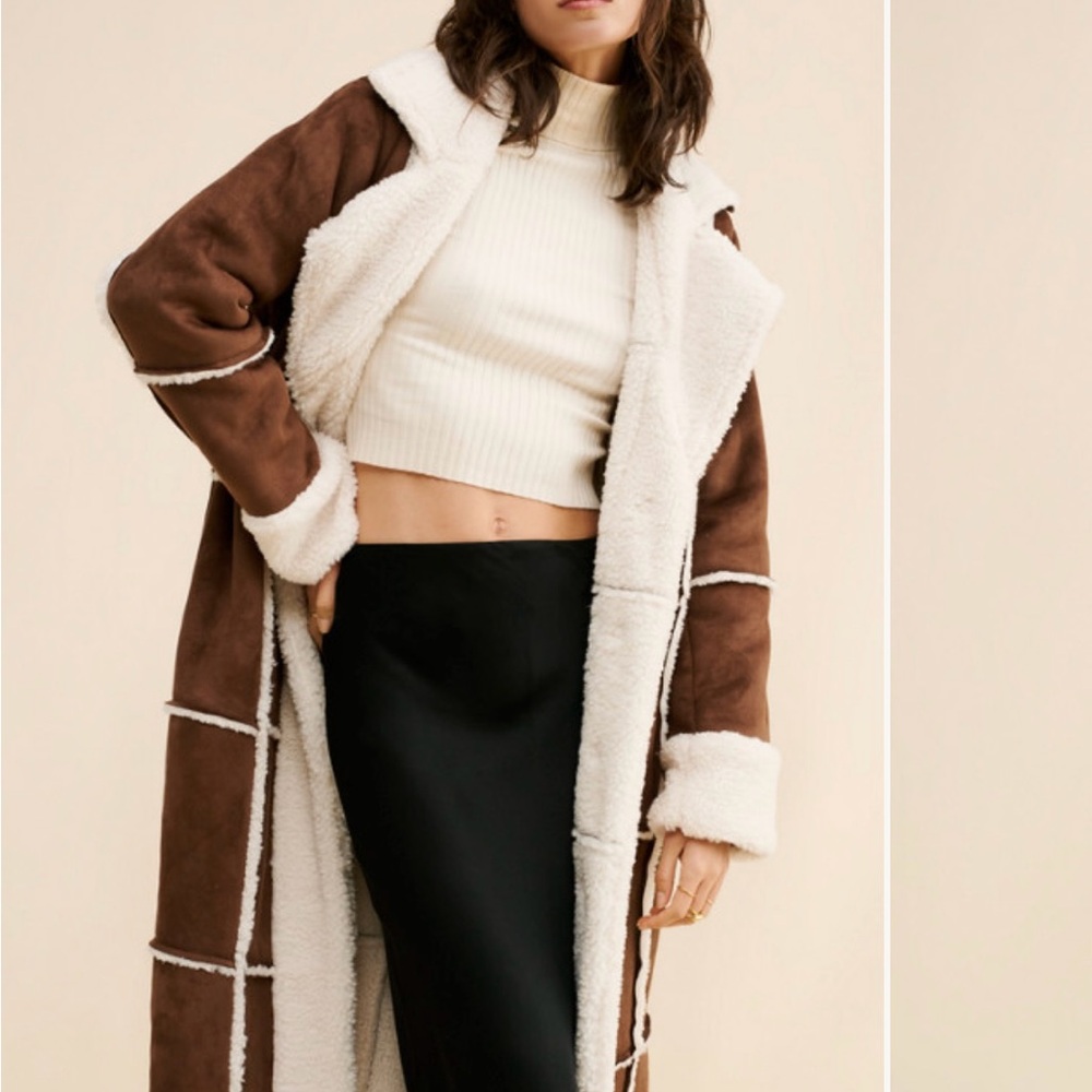 Faux fur lined coat
